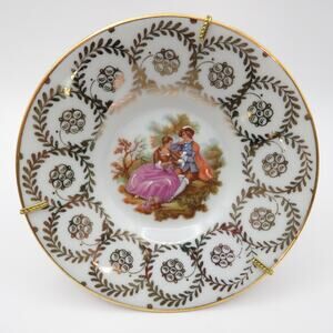 Vintage FM Limoges Fragonard Porcelain Plate Gold Gilt Fontanille Marraud 4.25in